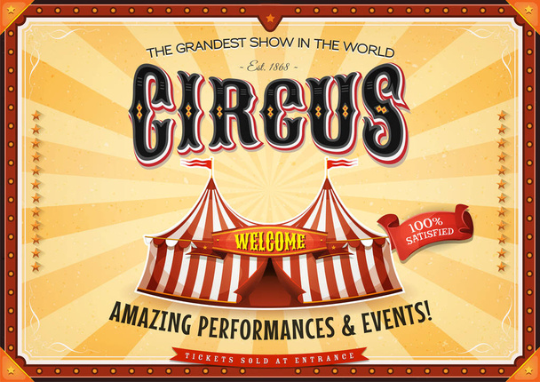 Illustration of retro circus horizontal background - Vector, Image