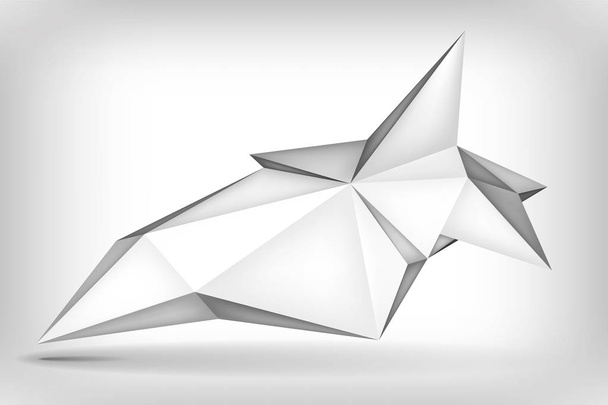 Volume geometric shape, 3d levitation crystal, creative low polygons object, vector design form - Vektor, kép