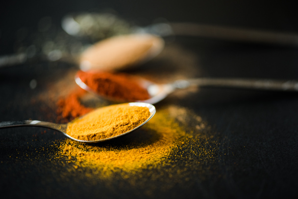 spices and herbs in metal spoon - Photo, Image