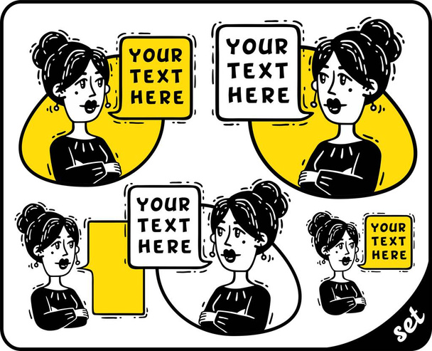 BD femme parler grand ensemble jaune
 - Vecteur, image