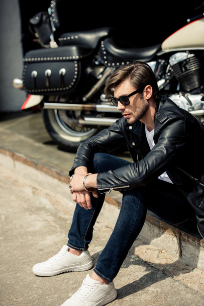 Stylish man with motorbike  - Valokuva, kuva