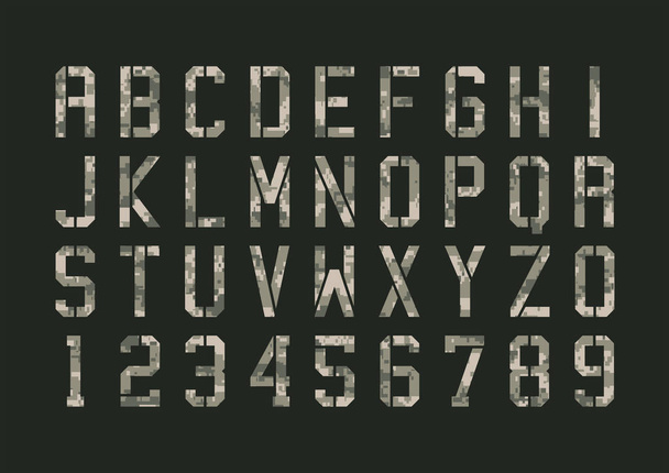 Vojenské pixelů camo písmo - Vektor, obrázek