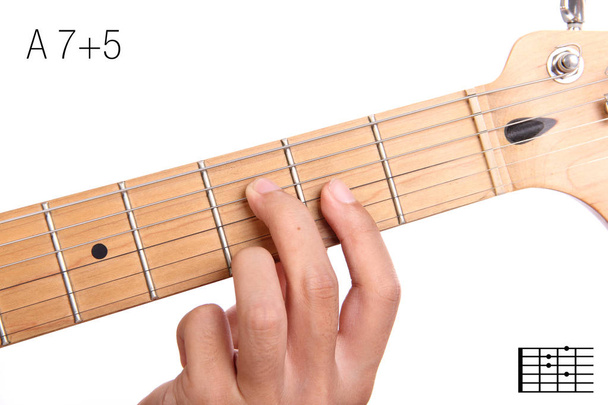 A7 + 5 gitár akkord tutorial - Fotó, kép