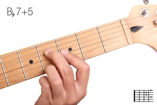 Bb7 + 5 gitara akord samouczek - Zdjęcie, obraz