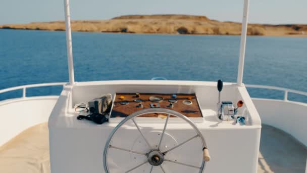 steering wheel on a yacht. - Footage, Video