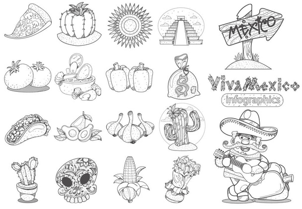 Mexican theme icons - Вектор,изображение