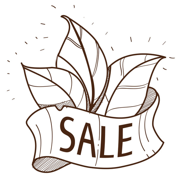 Sale. Green leaves - Vector, Image