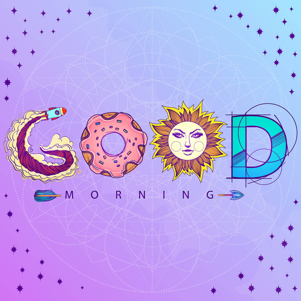 Good morning contour drawing - Vector, Image