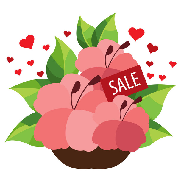 Sale. Bouquet of flowers. Colored illustration for design. - Vector, Image