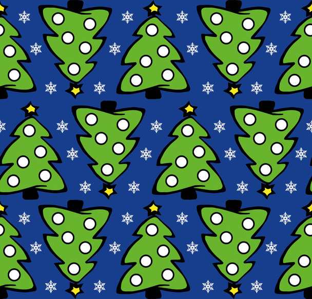 Raster-Illustration. nahtloses Muster mit grünen Silhouetten von Tannenbäumen (Weihnachtsbäumen)) - Foto, Bild