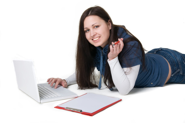 κορίτσι και φορητό υπολογιστή - Φωτογραφία, εικόνα