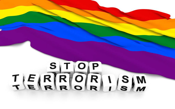 LGBT vlag en schrijf stoppen terrorisme. - Foto, afbeelding