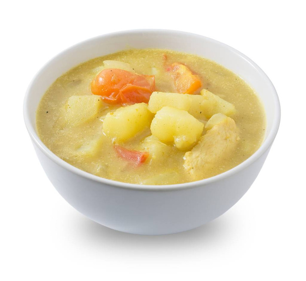 Tál japán Curry leves, fehér háttér - Fotó, kép