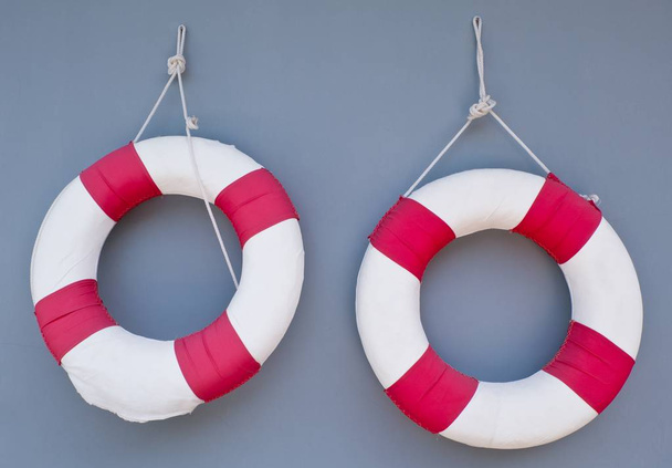 Two Life Buoy Hanging on A Wall - Photo, Image