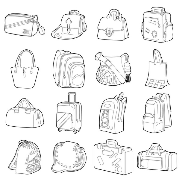 Bag types icons set, flat style - Vektor, Bild