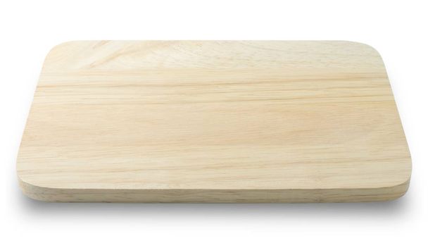 Cuadrado vacío tablero de corte de madera sobre fondo blanco
 - Foto, Imagen