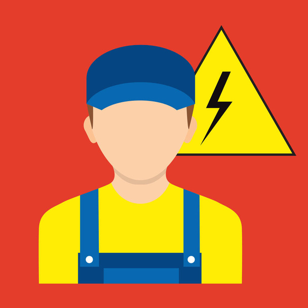 Electrician worker. Icon electric signs of work safety isolated  - Vector, Image