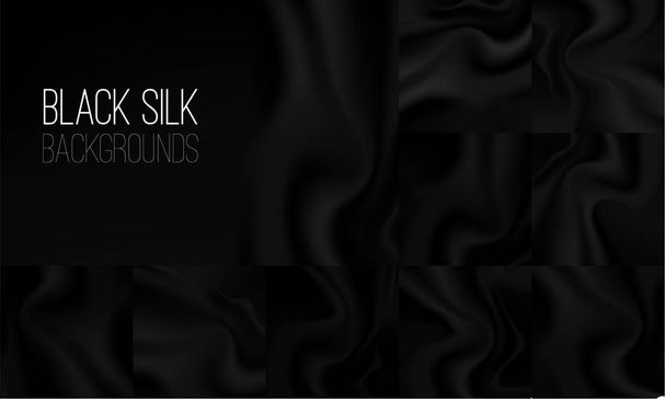 Černá textilní závěsy vodorovné pozadí - Vektor, obrázek