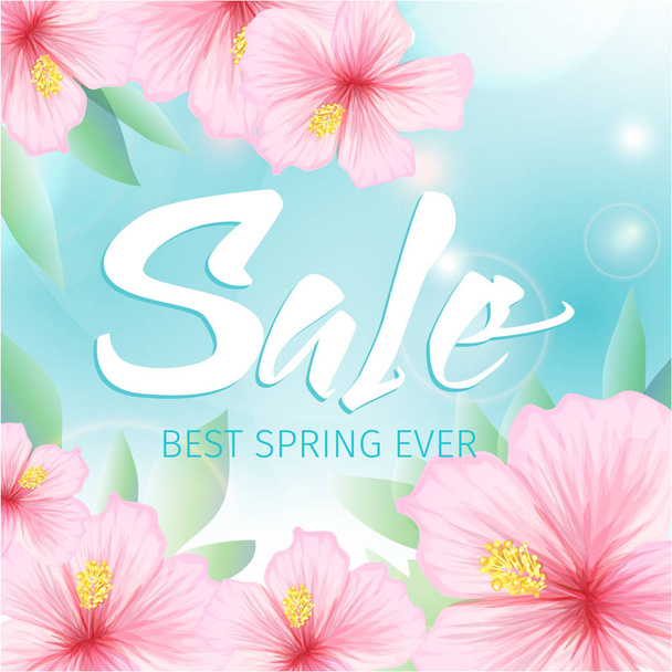 Spring sale poster with  flowers - Vettoriali, immagini