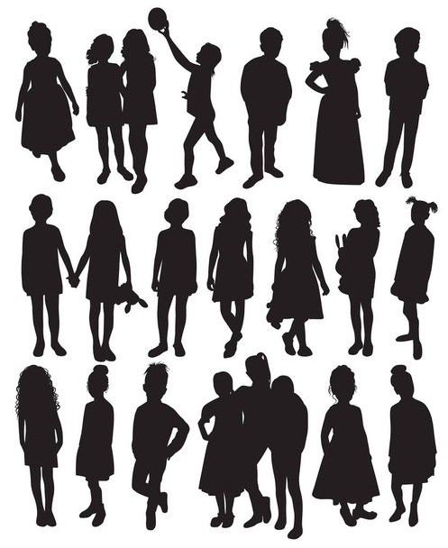 Family time silhouettes set - Vector, Image