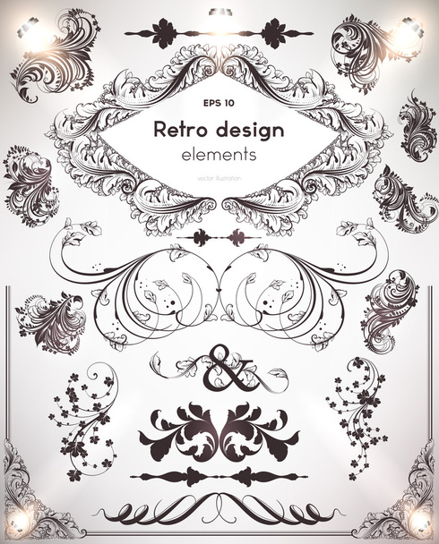 Vector set: calligraphic design elements and page decoration - ベクター画像