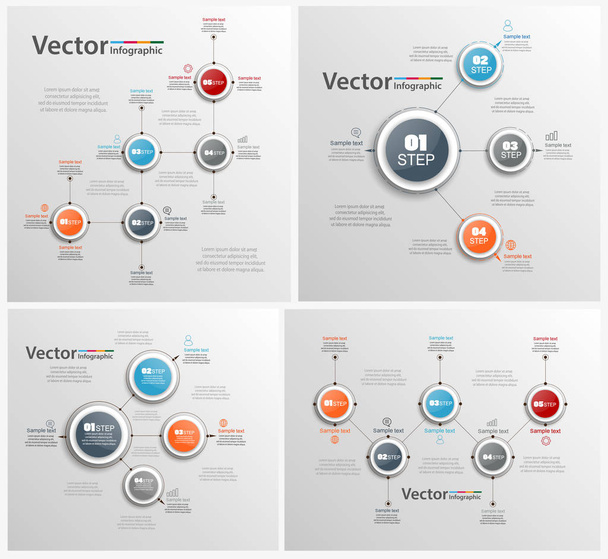 Set of  colorful abstract Infographic design. Can be used for workflow layout, diagram, business step options, banner, web design. Vector Eps 10 - Vektor, Bild