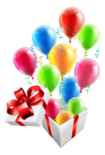 Gift Party Ballons and Streamers Concept - Vector, Image