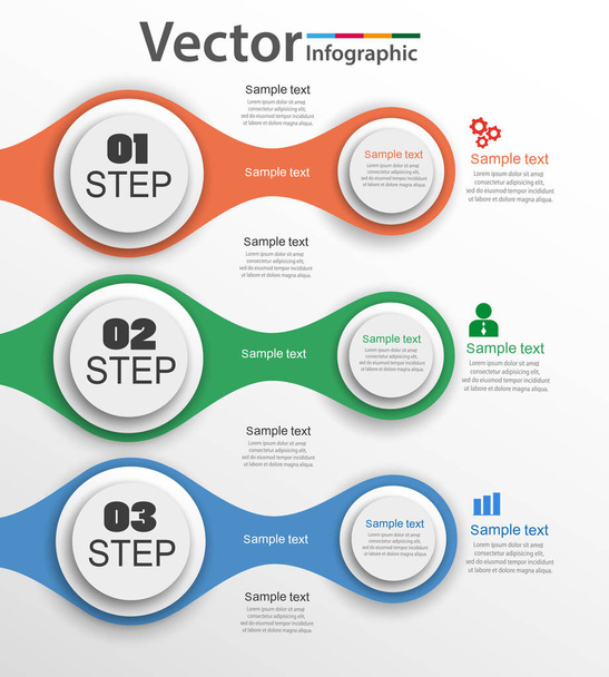 Abstract infographics number options template with three steps. Can be used for workflow layout, diagram, number options, step up options, web design, infographics, presentations. Vector eps 10 - Vector, afbeelding