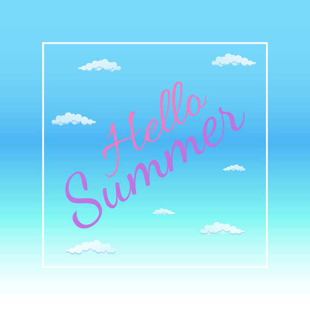 hallo sommer vektor illustration - fetter text auf blauem hintergrund - Vektor, Bild