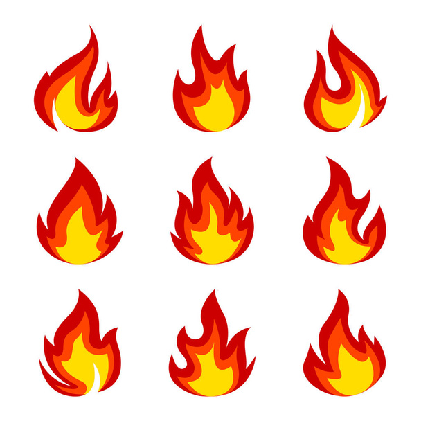 炎のアイコンのセット - ベクター画像