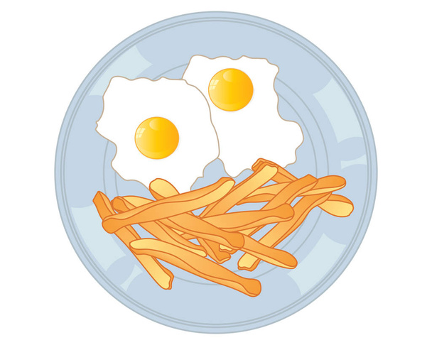 egg and chips - Vector, Image