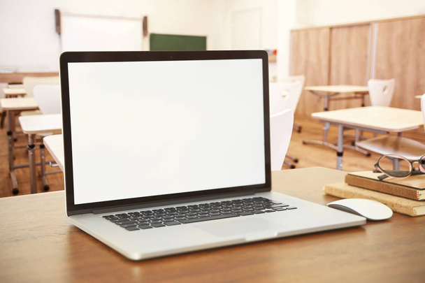 Modern laptop with blank screen - Foto, Imagen