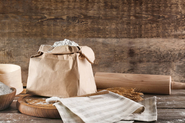 Paper bag of wheat flour  - Fotó, kép