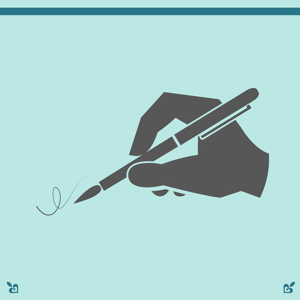 Hand with a pen icon - Vector, Image