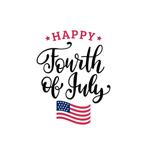 Fourth of July hand belettering inscriptie - Vector, afbeelding