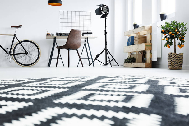 Black and white carpet in room - Valokuva, kuva