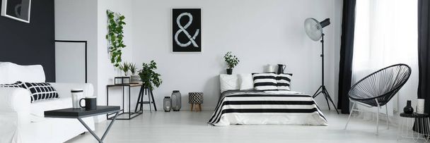 Black and white bedroom - Foto, Imagen