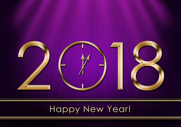 Ευτυχισμένο το νέο έτος 2018. Ρολόι το νέο έτος - Φωτογραφία, εικόνα