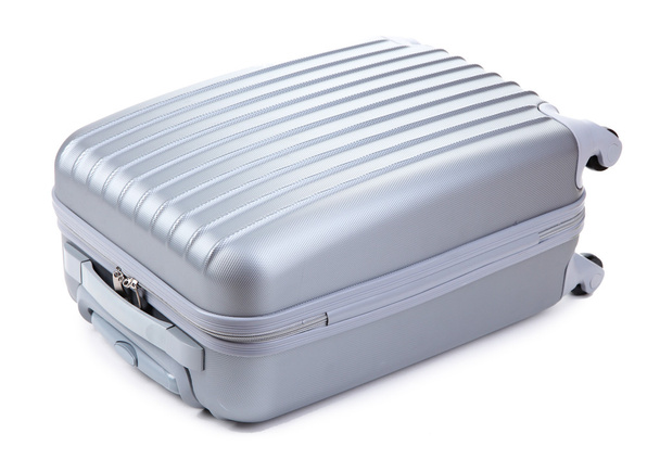 Silver suitcase isolated on white - 写真・画像