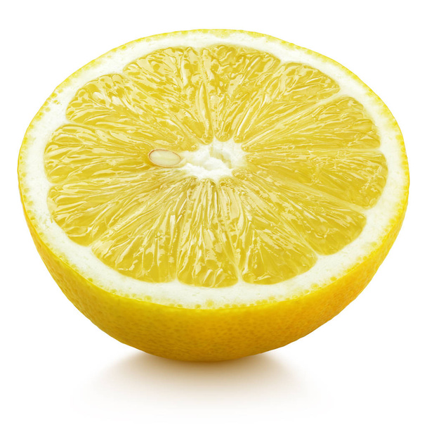 half of yellow lemon citrus fruit isolated on white - Foto, Imagem