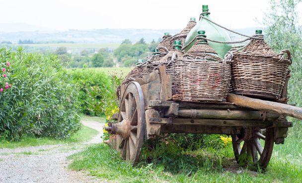 traditional cart in a beautiful landscape in Tuscany - Photo, Image