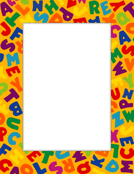 Alphabet Picture Frame, Gold Background - Vector, Image