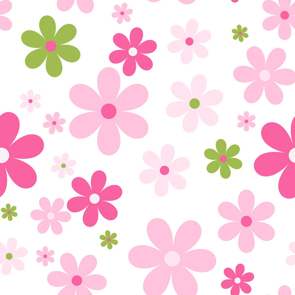Seamless cute floral pattern. Vector background - Vetor, Imagem