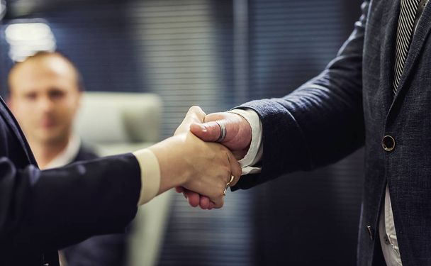 Business people shaking hands, finishing up a meeting,Business People Shaking Hands Agreement Concept,Business handshake,handshake in office,Close up of handshake - Photo, Image