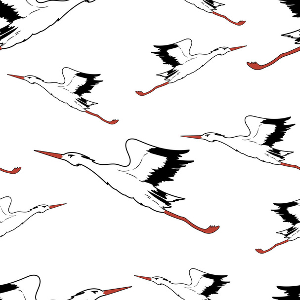 White Stork in flight seamless wallpaper - Foto, Bild