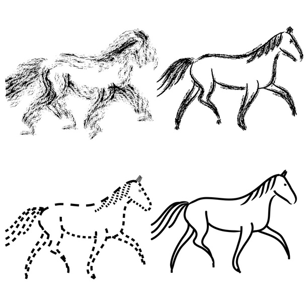 Set horses outlines collection - 写真・画像