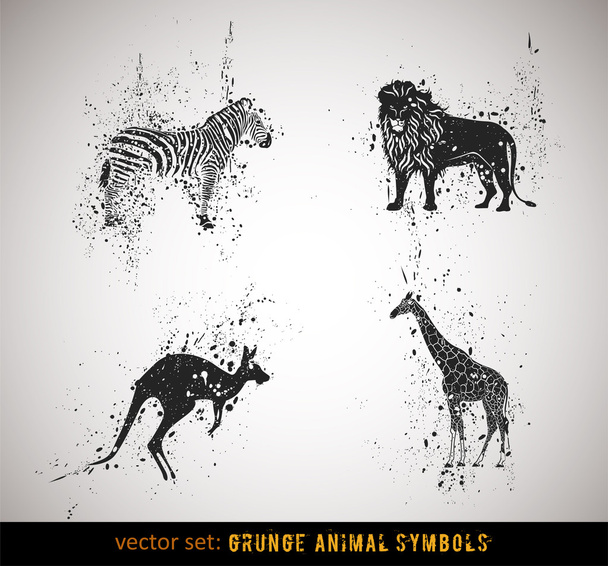 Geselecteerd grungy dieren symbolen/pictogrammen - Vector, afbeelding