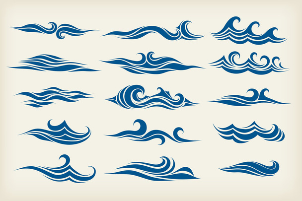 Set from sea waves - Vector, Image
