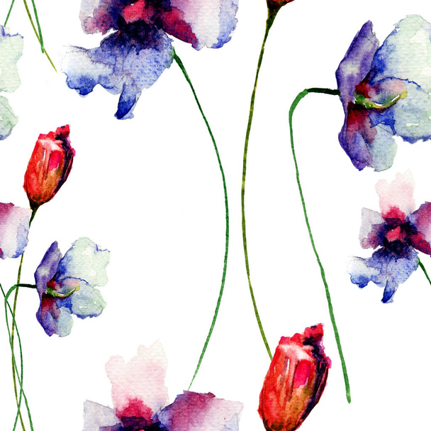 Seamless pattern with romantic flowers - Zdjęcie, obraz