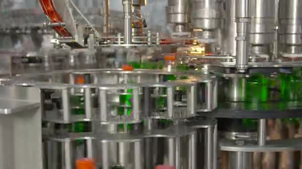 Bottling of lemonade in plastic bottles. Lemonade bottle conveyor industry. - Footage, Video
